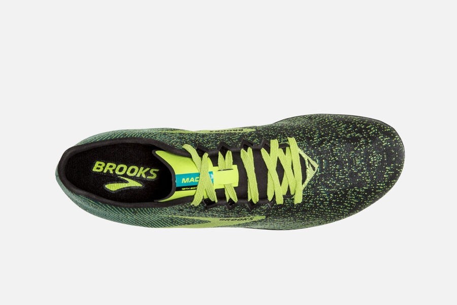 Brooks Mach 19 Spikes Shoes - Mens - Black/Green - MJ7503419